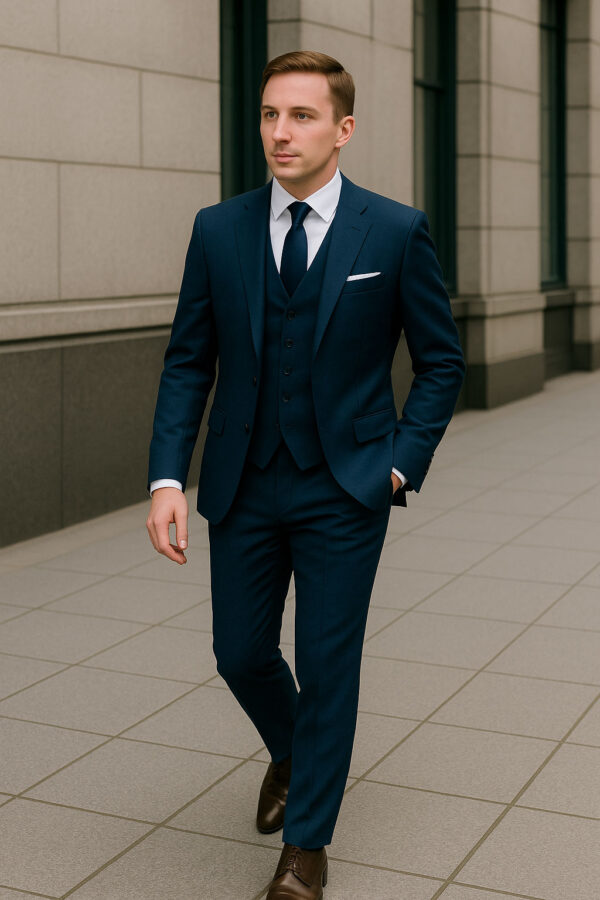 Costume de Cérémonie 4 Pièces Bleu
