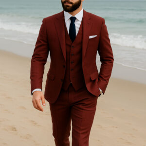 Costume 3 pièces rouge homme